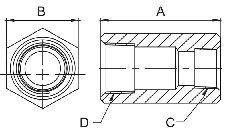BVA koppling 1/2" - 3/8" hona 1/2" till hona 3/8"