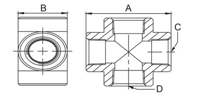 BVA X-stycke 4 x 3/8" inv.