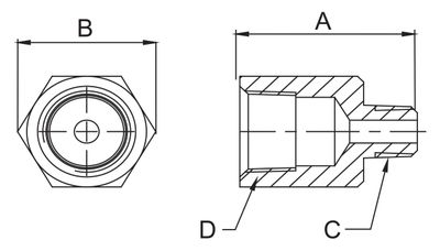 BVA adapter 1/4"NPT UTV-1/2"NPT in