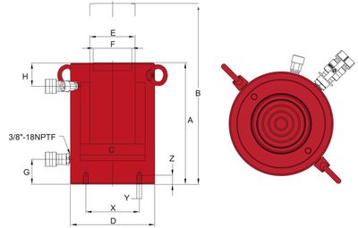 BVA högtonnagecylinder dubbelv. 150 ton slag 250 mm