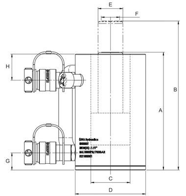 BVA cylinder aluminium dubbelv. 30 ton slaglängd 100 mm