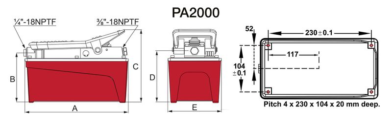 BVA hydraulpump luftdriv. 2000 cm³ enkelverkande