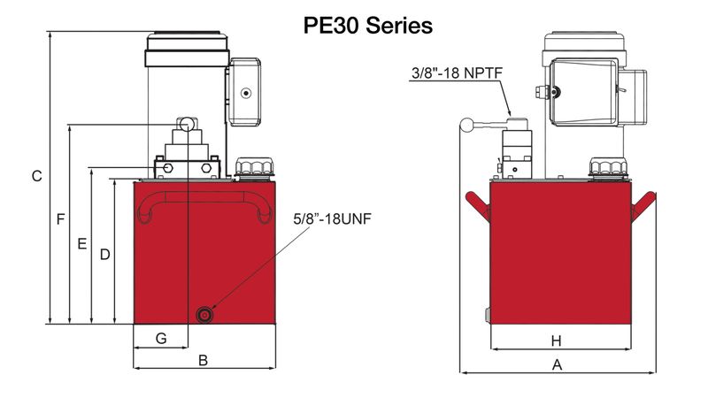 BVA hydraulpump elektrisk 0,5 hk 3,8 L, 4-VÄGS, 3-POS. elektris