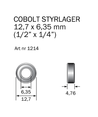 Cobolt Kullager 12,7x6,35 mm (1/2 x 1/4 tum)