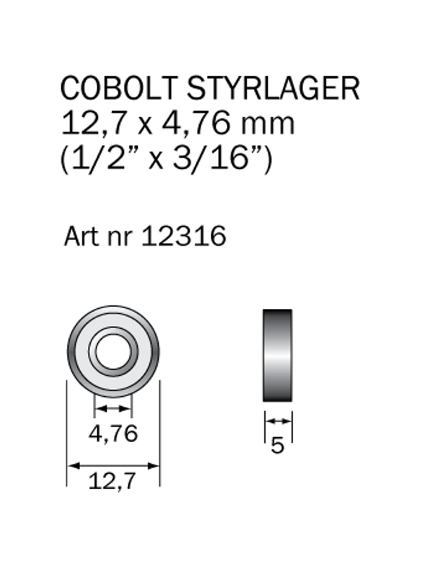 Cobolt Kullager 12,7x4,76 mm (1/2 x 3/16 tum)
