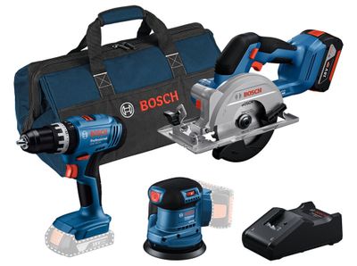 Bosch Verktygsset 18V GSB 18V-45 + GEX 185-LI + GKS 18V-51 1x4,0Ah i väska