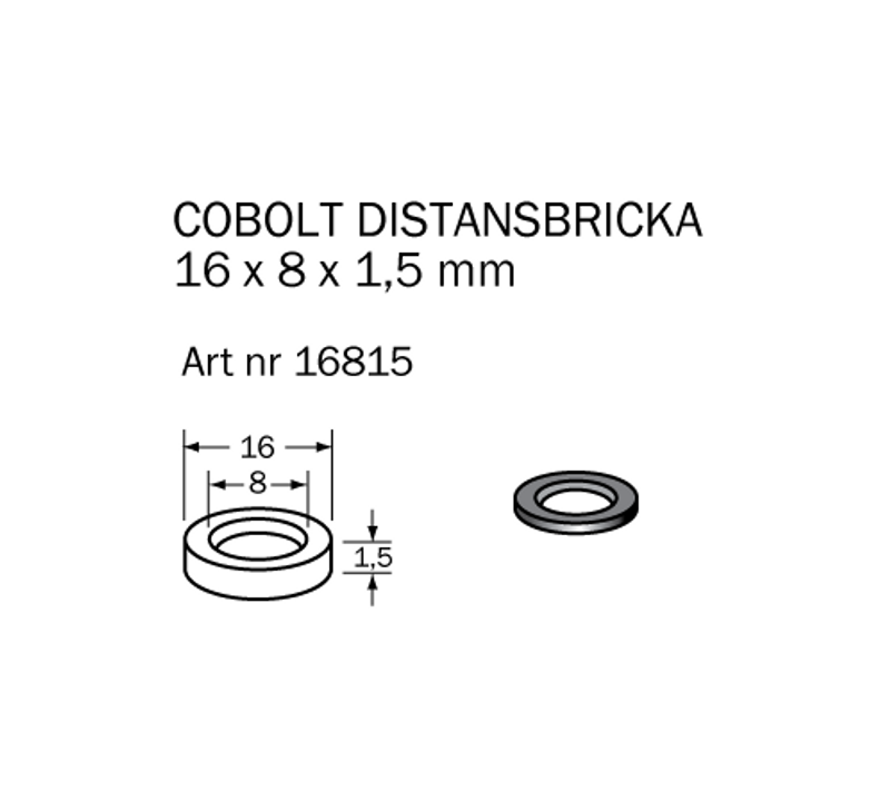 Cobolt Distansbricka 16x8x1,5 mm