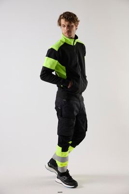 Top Swede Sweatshirt helzip 223 svart/gu XXL