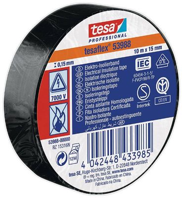 Tesa 56192 Eltejp Svart 15mm x 10m
