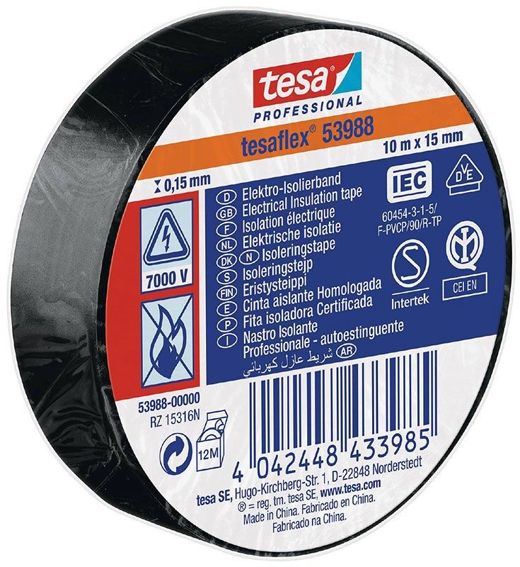 Tesa 56192 Eltejp Svart 15mm x 10m