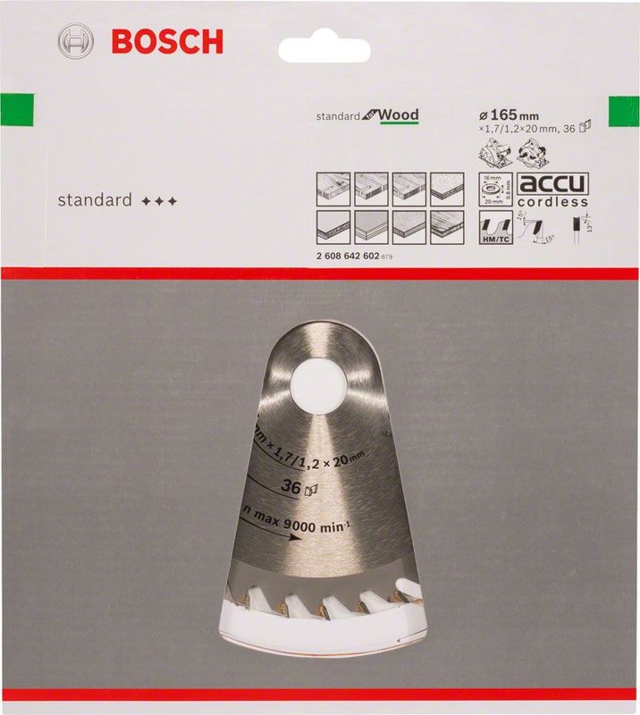 Bosch Cirkelsågklinga Optiline Wood 165x1,7x20mm 36T