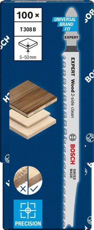 Bosch Expert ‘Wood 2-side clean’ T 308 B sticksågblad, 100 st