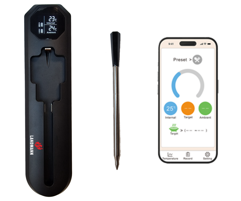 Landmann Trådlös smart termometer, Bluetooth, LCD display i basenhet