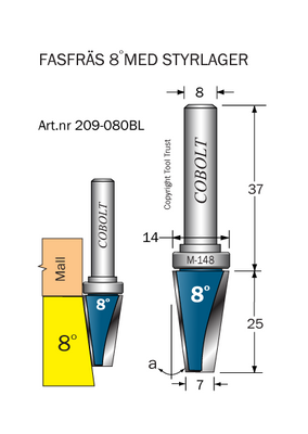 Cobolt Fasfräs 8° med skaftlager M-148 D14 S8