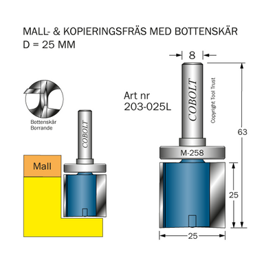 Cobolt Mallfräs D25 L25 TL63 S8
