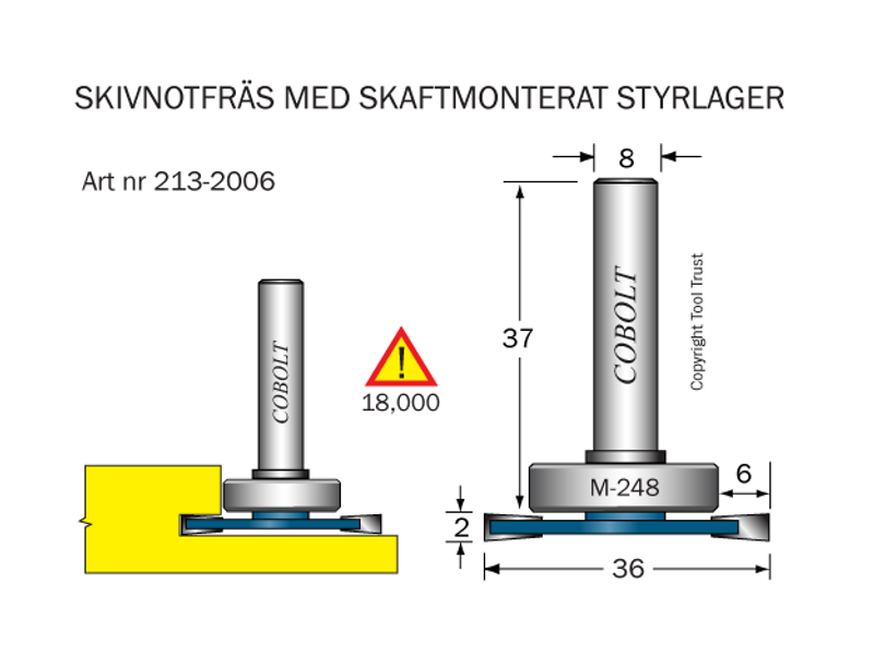 Cobolt Skivnotfräs L=2,0 / F=6 D=36 S=8