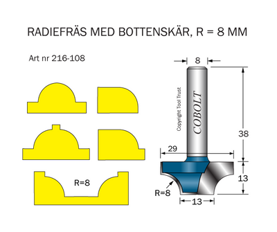 Cobolt Radiefräs med bottenskär R8 D29 S8