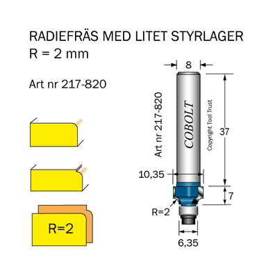 Cobolt Avrundningsfräs R2 D10,35 S8