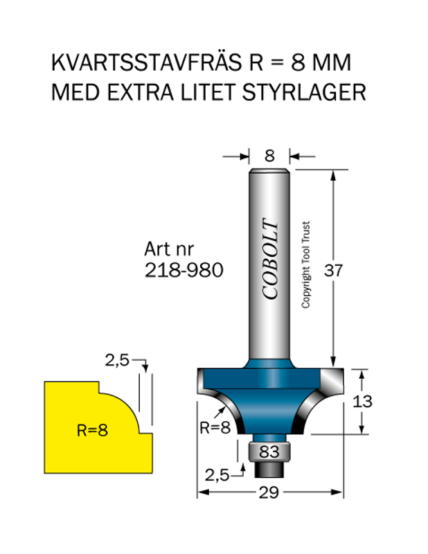Cobolt Kvartsstavfräs R8 D29 S8