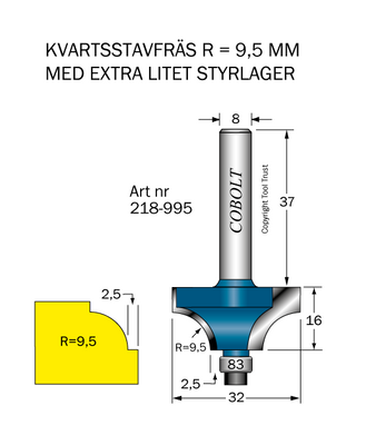 Cobolt Kvartsstavfräs R9,5 D32 S8
