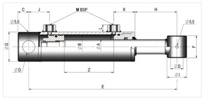 BVA cylinder 32/20 50 mm slag dubbelverkande 200 bar