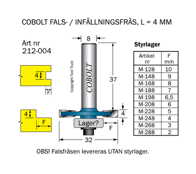 Cobolt Falsfräs L4 D32 S8