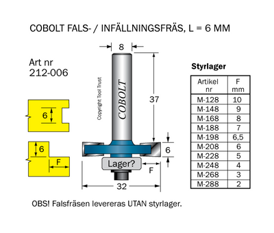 Cobolt Falsfräs L6 D32 S8