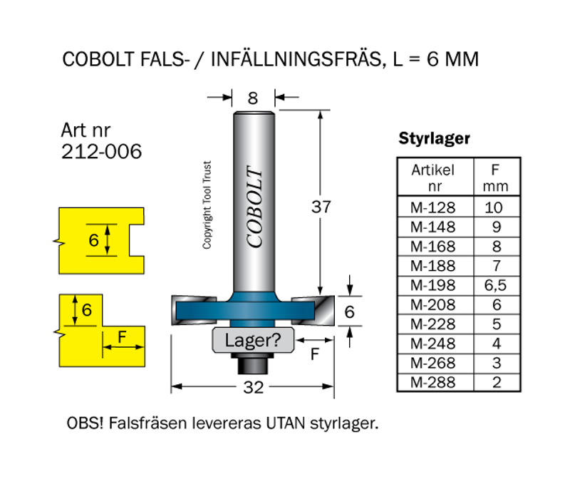 Cobolt Falsfräs L6 D32 S8