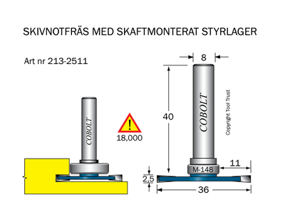 Cobolt Skivnotfräs L2,5 F11 D36 S8