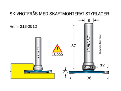 Cobolt Skivnotfräs L2,5 F12 D36 S8