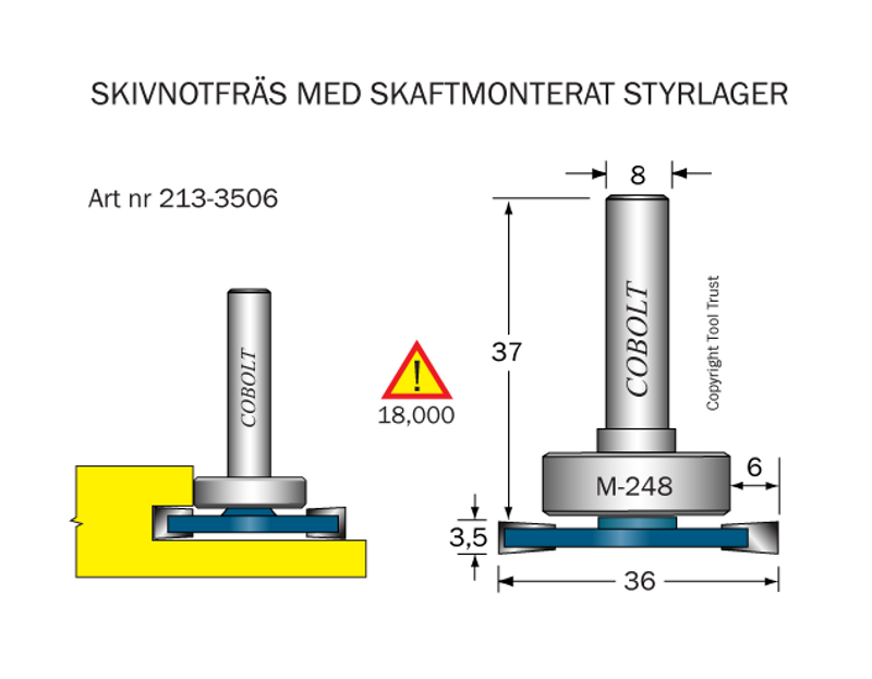 Cobolt Skivnotfräs L3,5 F6 D36 S8