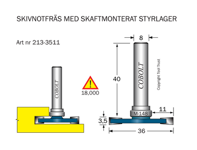 Cobolt Skivnotfräs L3,5 F11 D36 S8