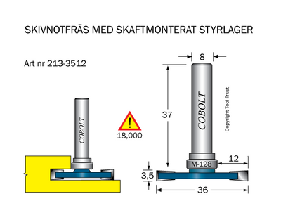 Cobolt Skivnotfräs L3,5 F12 D36 S8