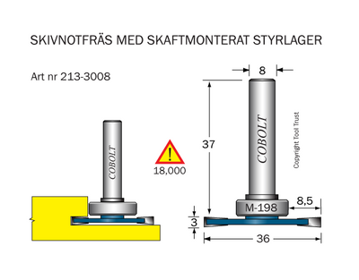 Cobolt Skivnotfräs L3 F8,5 D36 S8