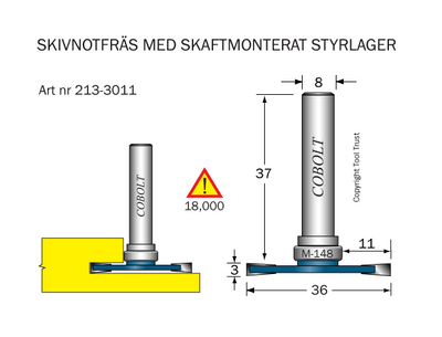 Cobolt Skivnotfräs L3 F11 D36 S8