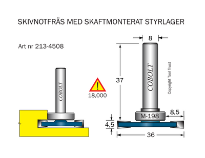 Cobolt Skivnotfräs L4,5 F8,5 D36 S8