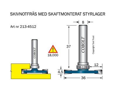 Cobolt Skivnotfräs L4,5 F12 D36 S8