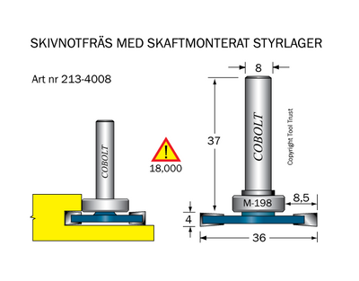 Cobolt Skivnotfräs L4 F8,5 D36 S8