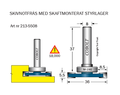 Cobolt Skivnotfräs L5,5 F8,5 D36 S8