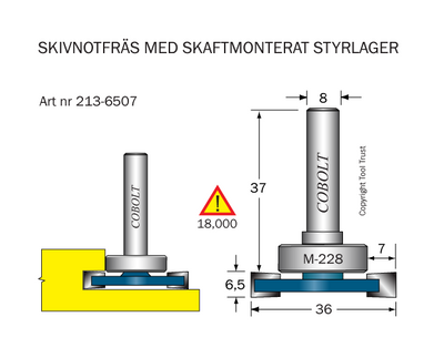 Cobolt Skivnotfräs L6,5 F7 D36 S8