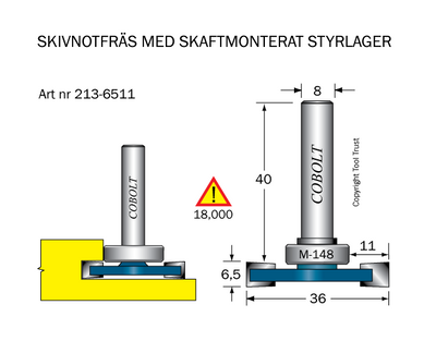 Cobolt Skivnotfräs L6,5 F11 D36 S8