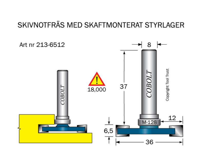 Cobolt Skivnotfräs L6,5 F12 D36 S8