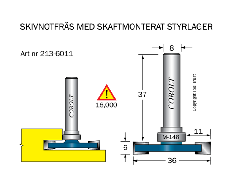 Cobolt Skivnotfräs L6 F11 D36 S8