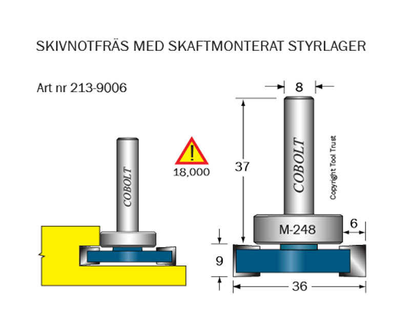 Cobolt Skivnotfräs L9 F6 D36 S8