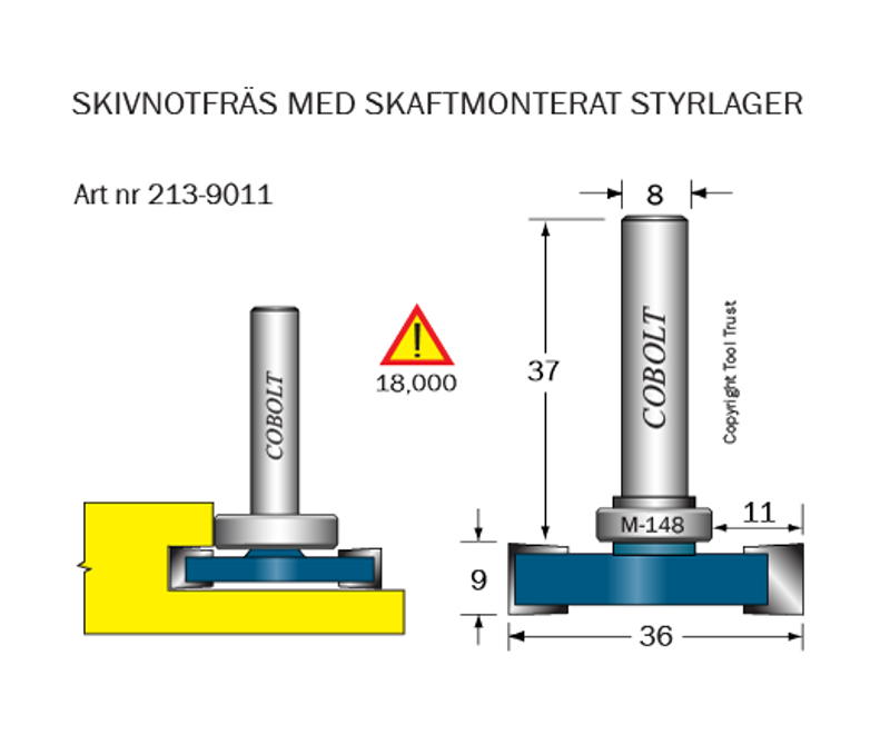 Cobolt Skivnotfräs L9 F11 D36 S8