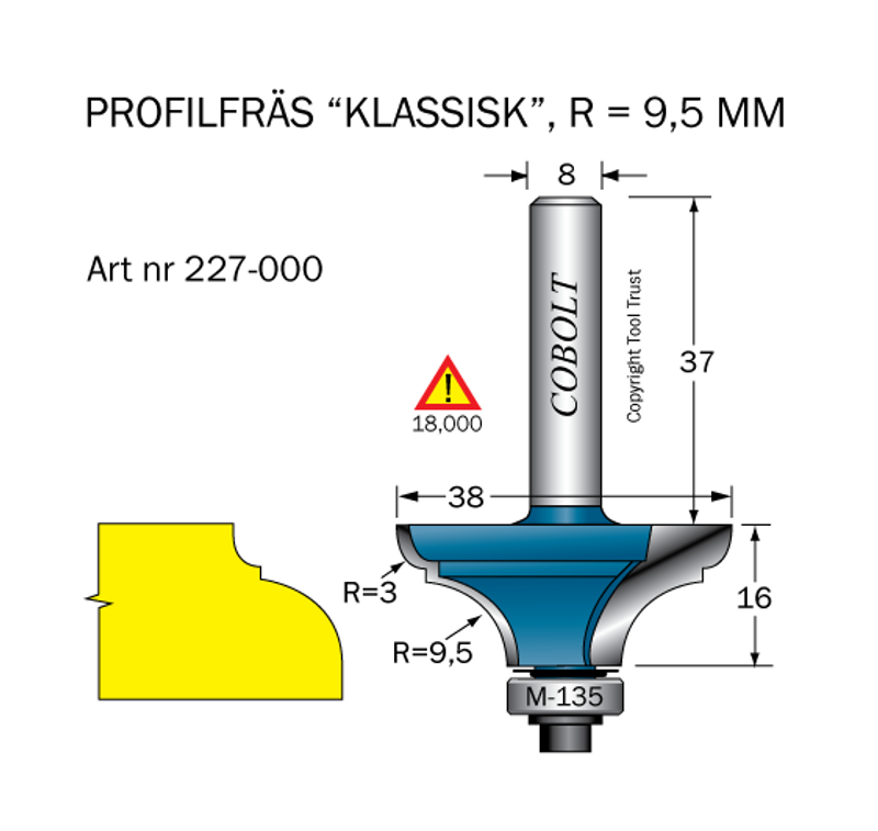 Cobolt Kantprofilfräs R9,5 D38