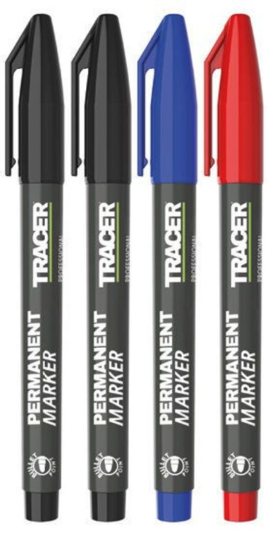 TRACER Kit med 4x Permanent Tuschpenna (Svart, Röd, Blå)