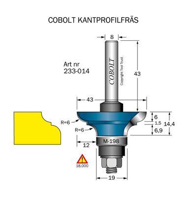 Cobolt Kantprofilfräs R6 D43 S8 (233-014)