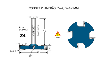 Cobolt Planfräs Z4 D42 R1,5 S8