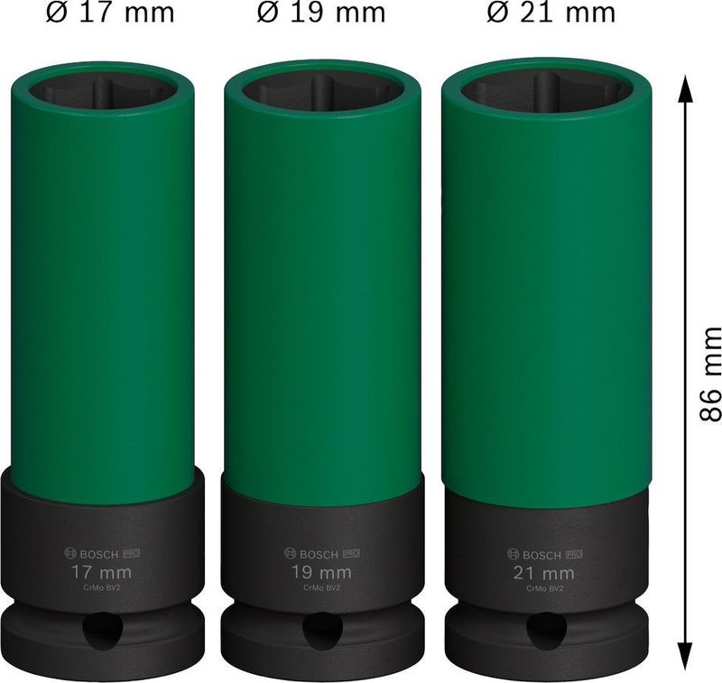 Bosch Hylssats 3-delar 1/2" 17-21mm